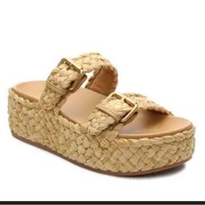 Ash Women's Beige Woven Platform Sandals